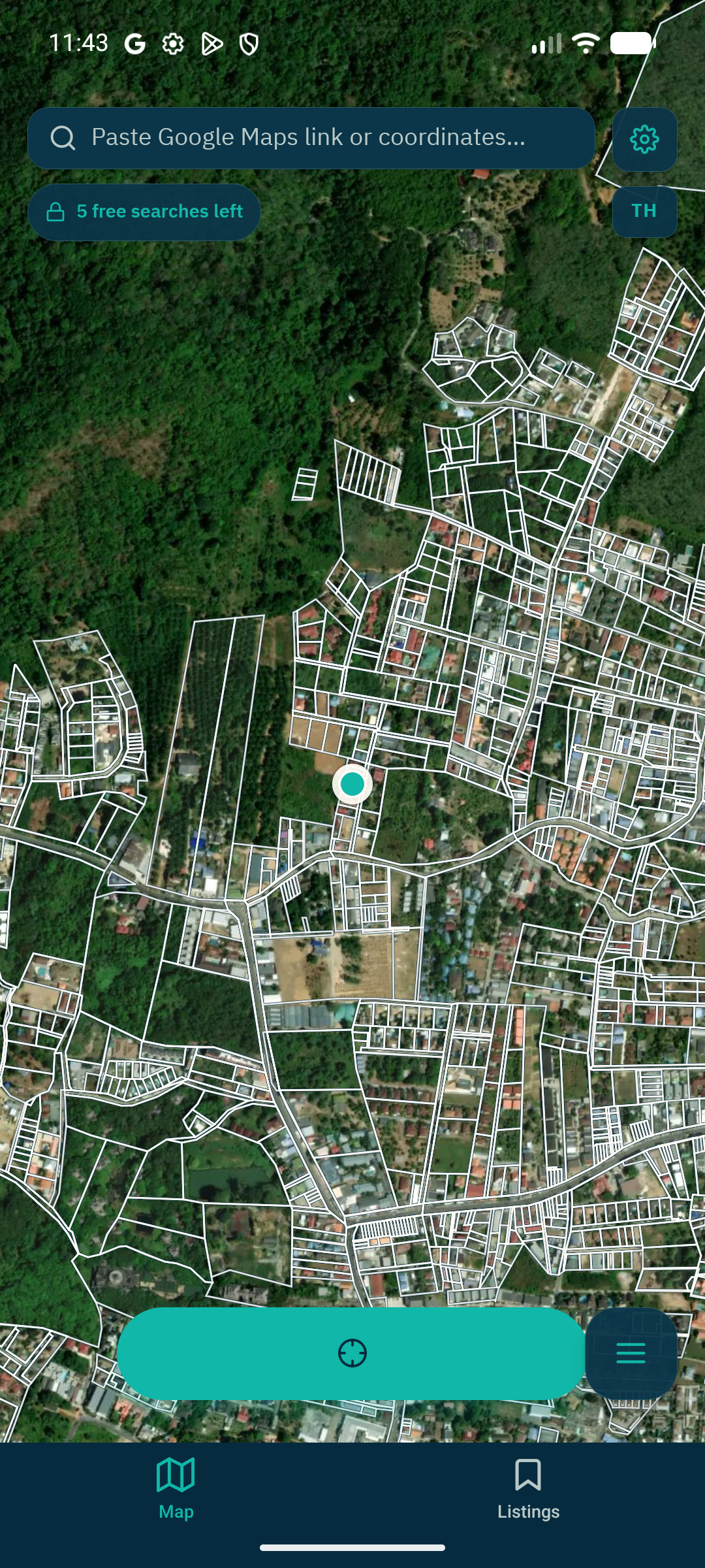 Chanote app map showing parcel boundaries